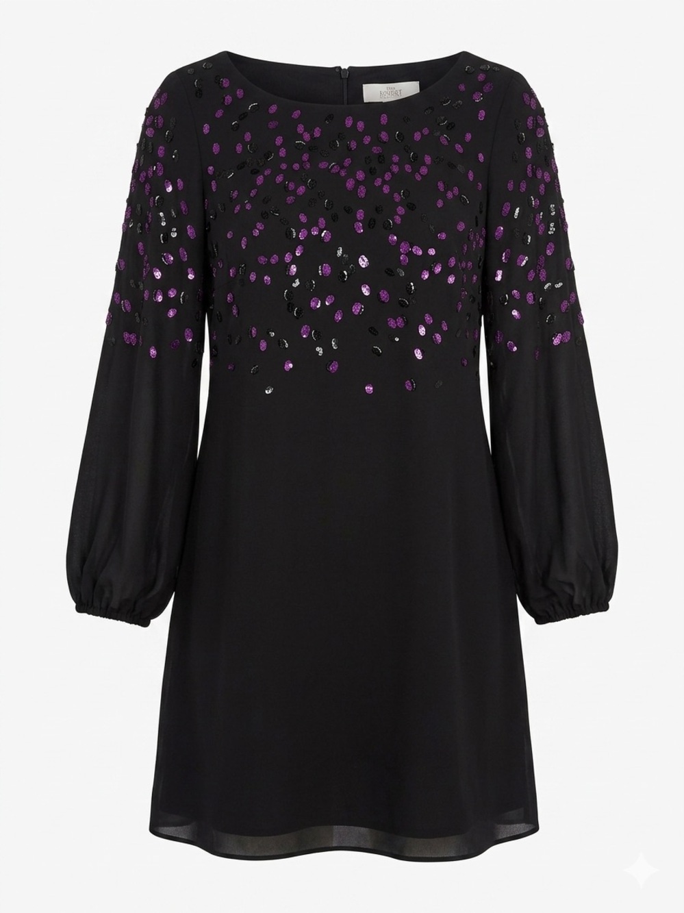 Badgley Mischka Black Dress with Purple Sequin Accents
